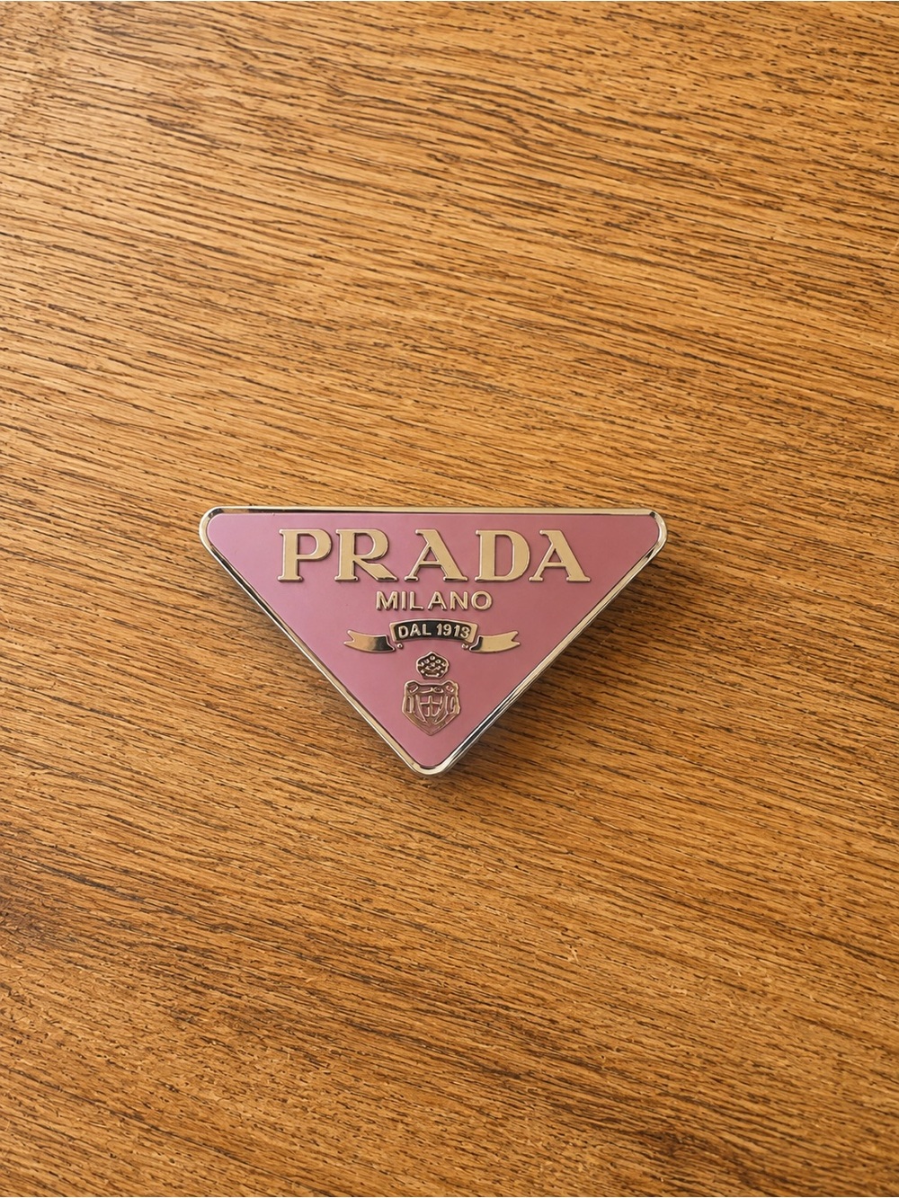 Triangle Logo Hair Clip in Pink and Silver